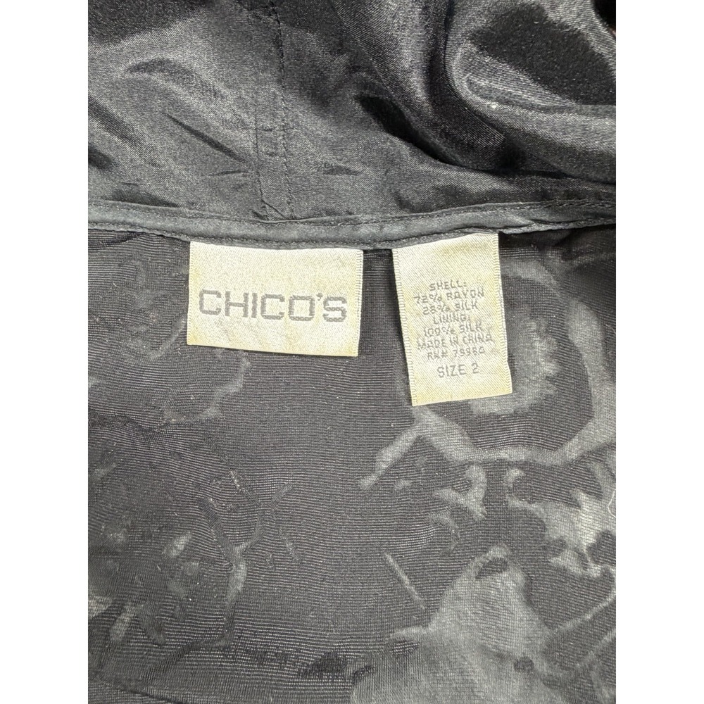 Chico's Silk Velvet Burnout Hooded Tunic Size 2 - Picture 7 of 10